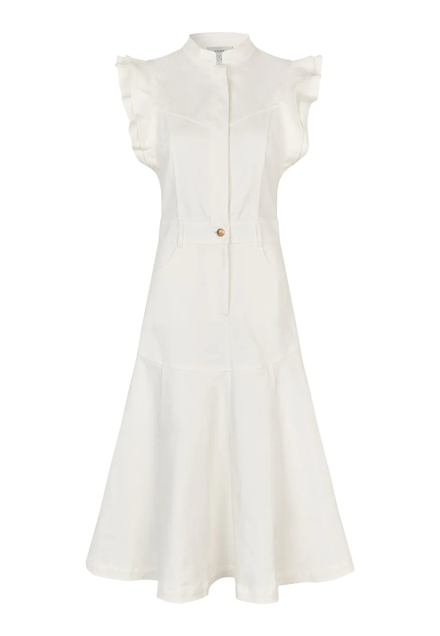 Elaine Turner Devanti Denim Dress- White