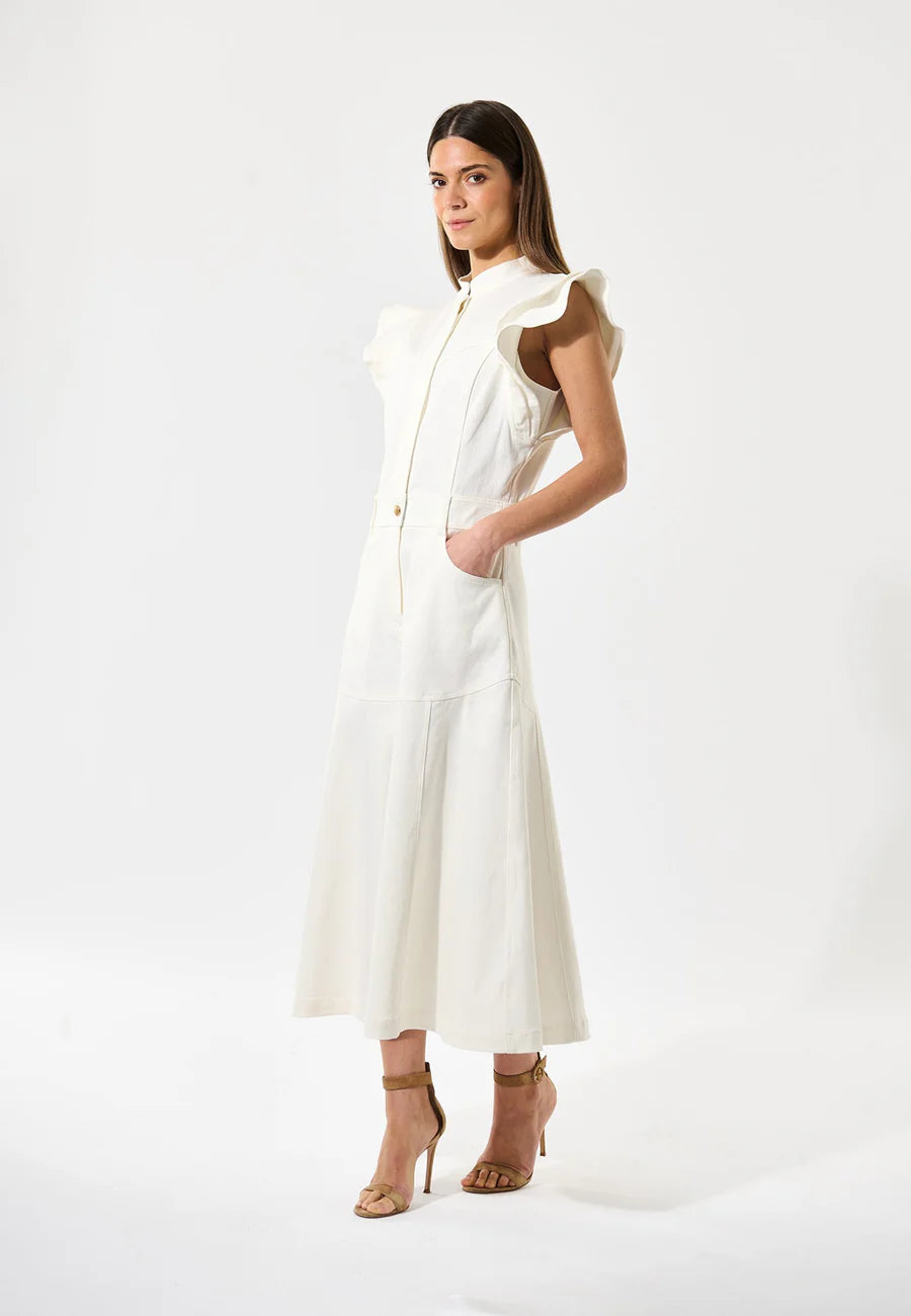 Elaine Turner Devanti Denim Dress- White