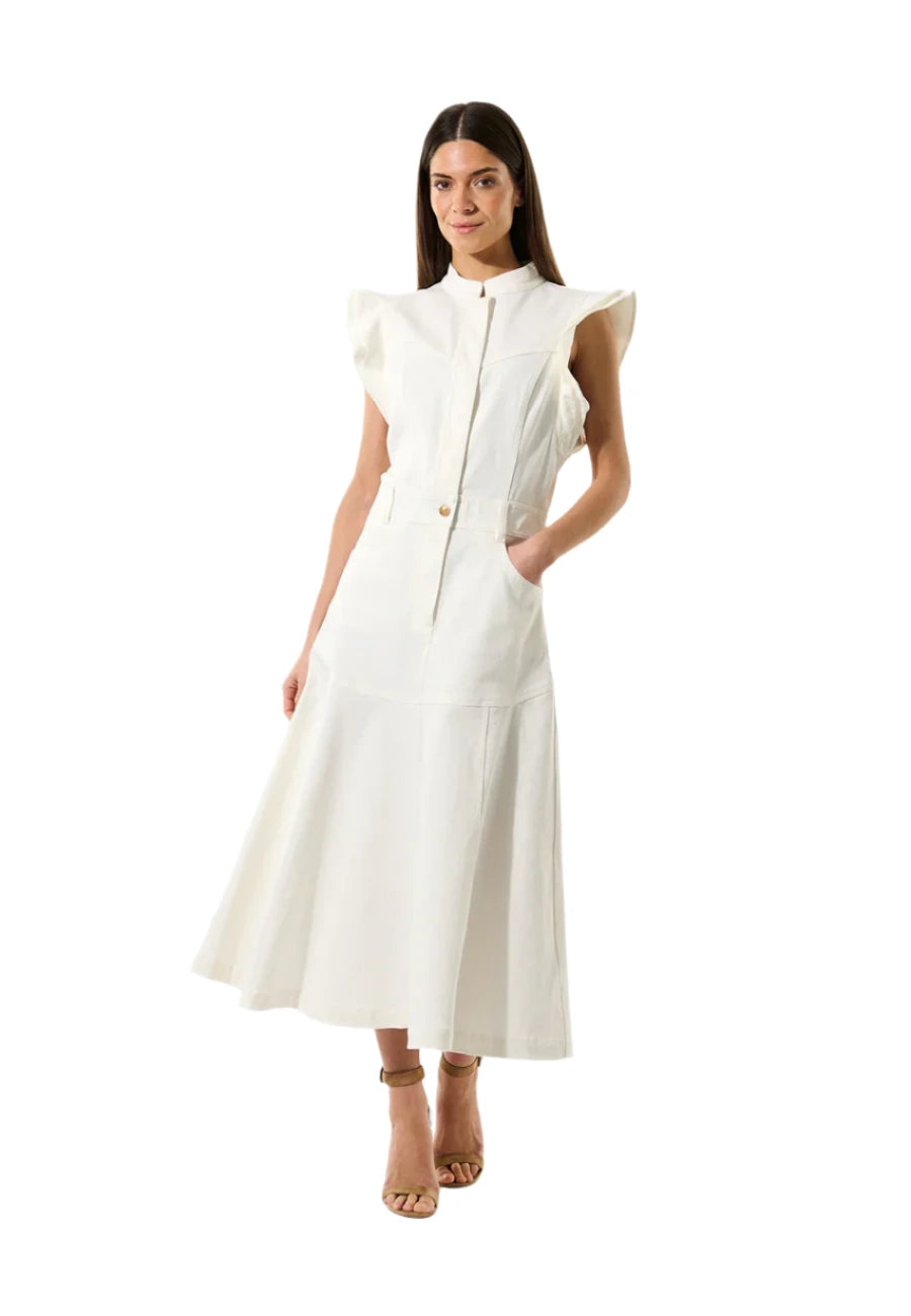elaine turner Devanti Denim Dress- White