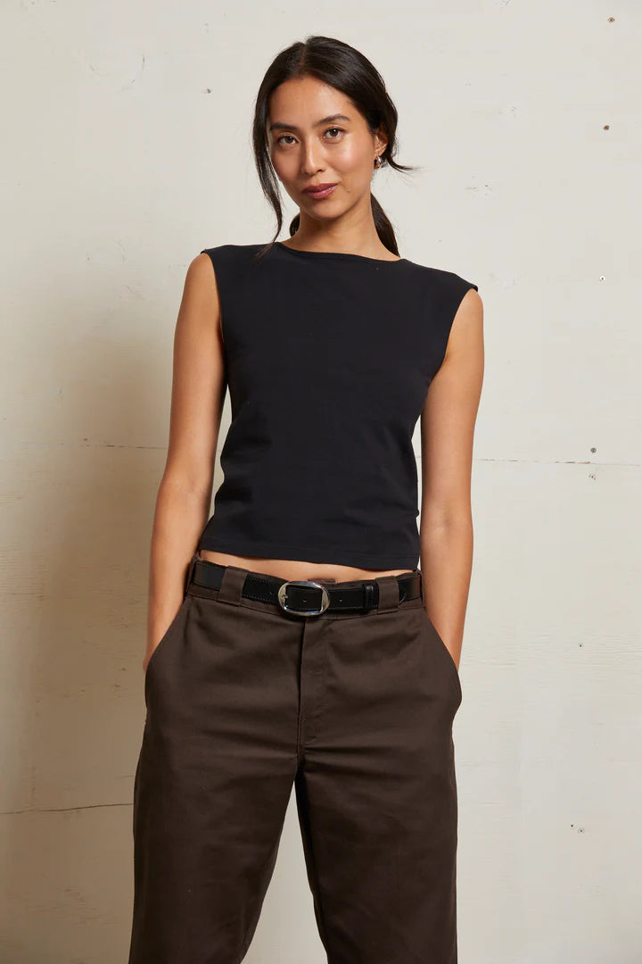 Elaine Turner Elanor Muscle Jersey Tee- Black