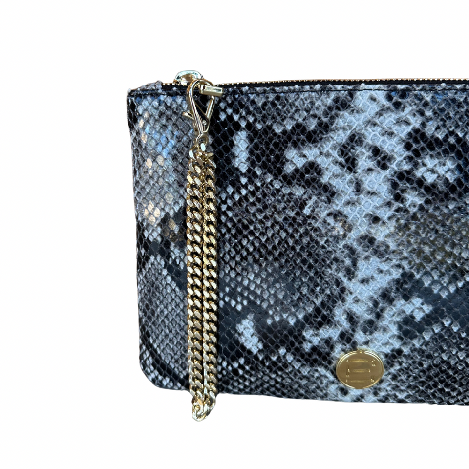Elaine Turner Gigi Zip Pouch- Tonal Gray Python