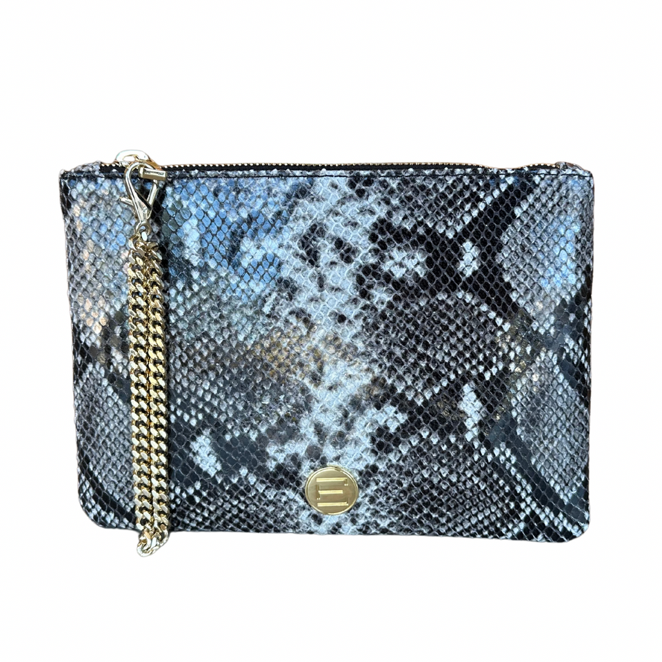 elaine turner Gigi Zip Pouch- Tonal Gray Python