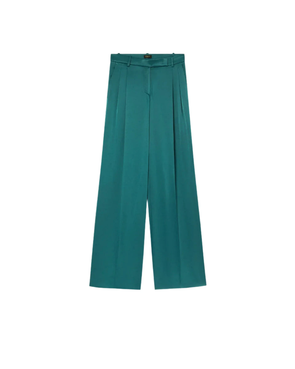 Elaine Turner Green Tailored Satin Trousers