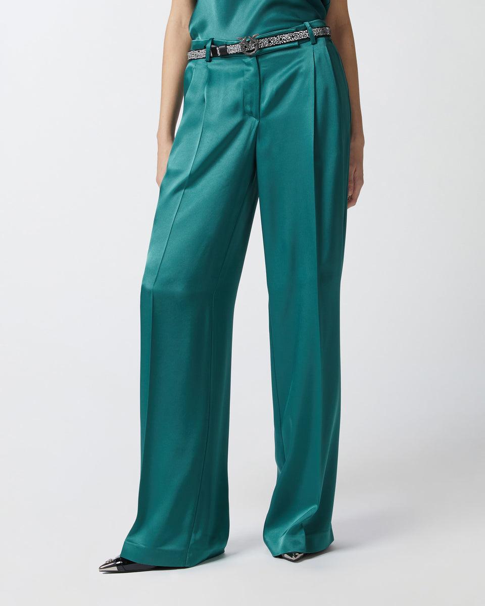 elaine turner Green Tailored Satin Trousers