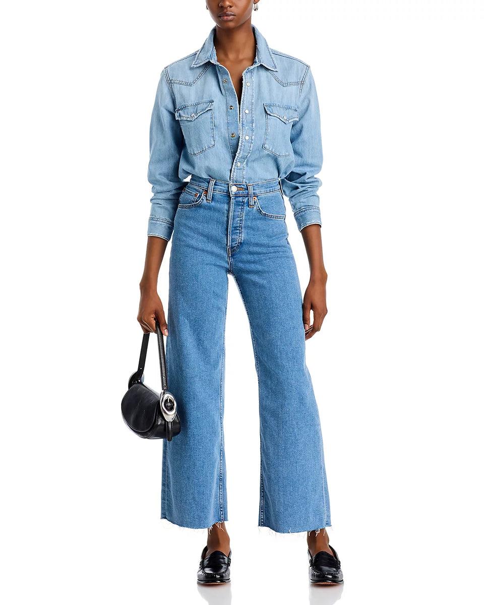 Elaine Turner High Rise Wide Leg Crop Denim- Runyon