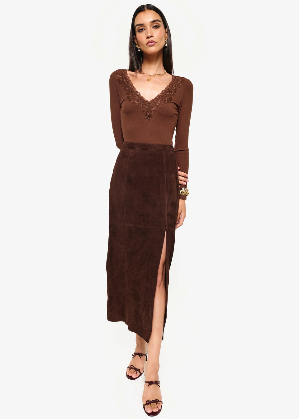 Elaine Turner Idris Suede Skirt
