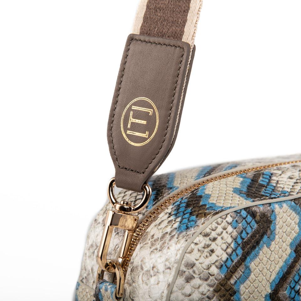 Elaine Turner Jackie Camera Bag- Blue Multi Python