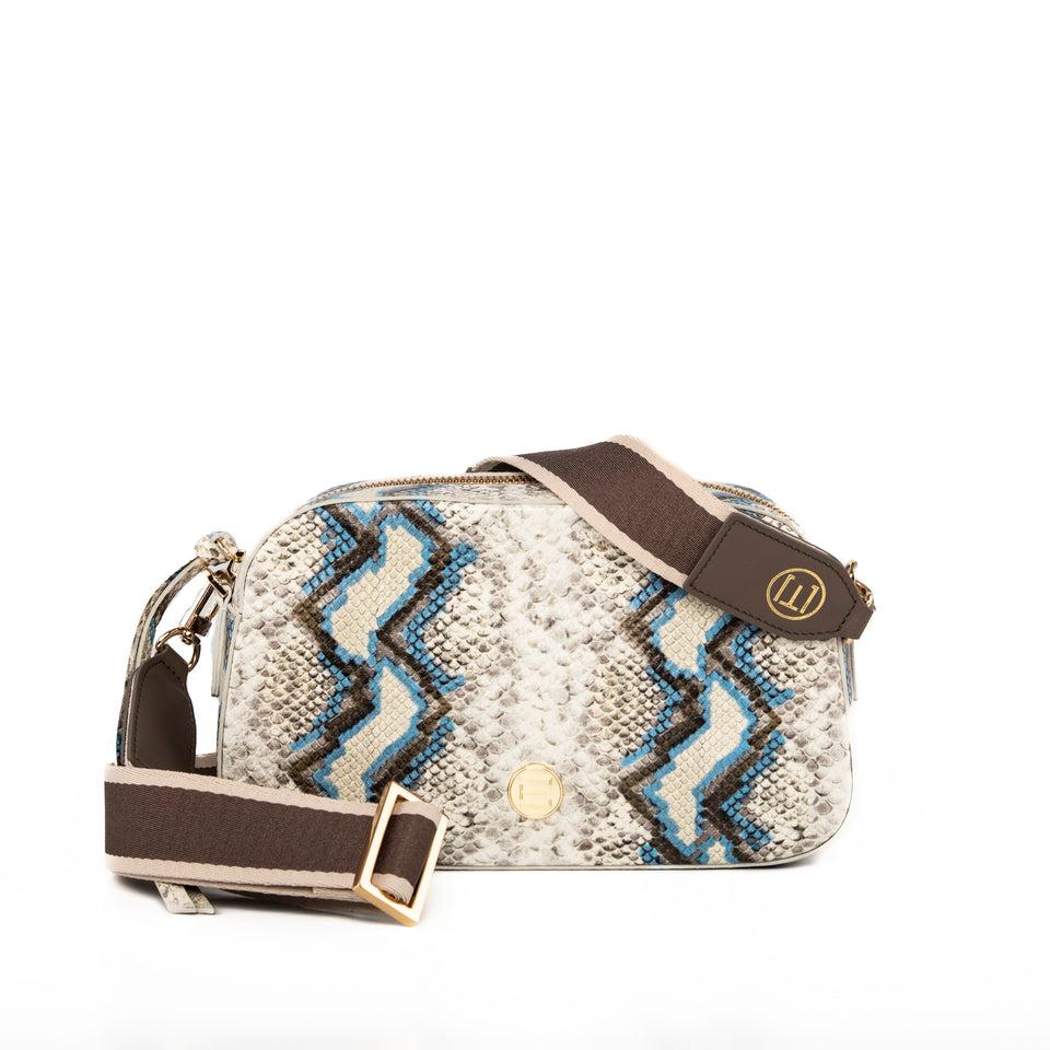 elaine turner Jackie Camera Bag- Blue Multi Python