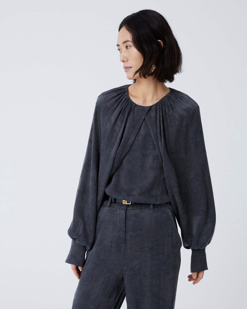 Elaine Turner Jacquard Cupro Blouse