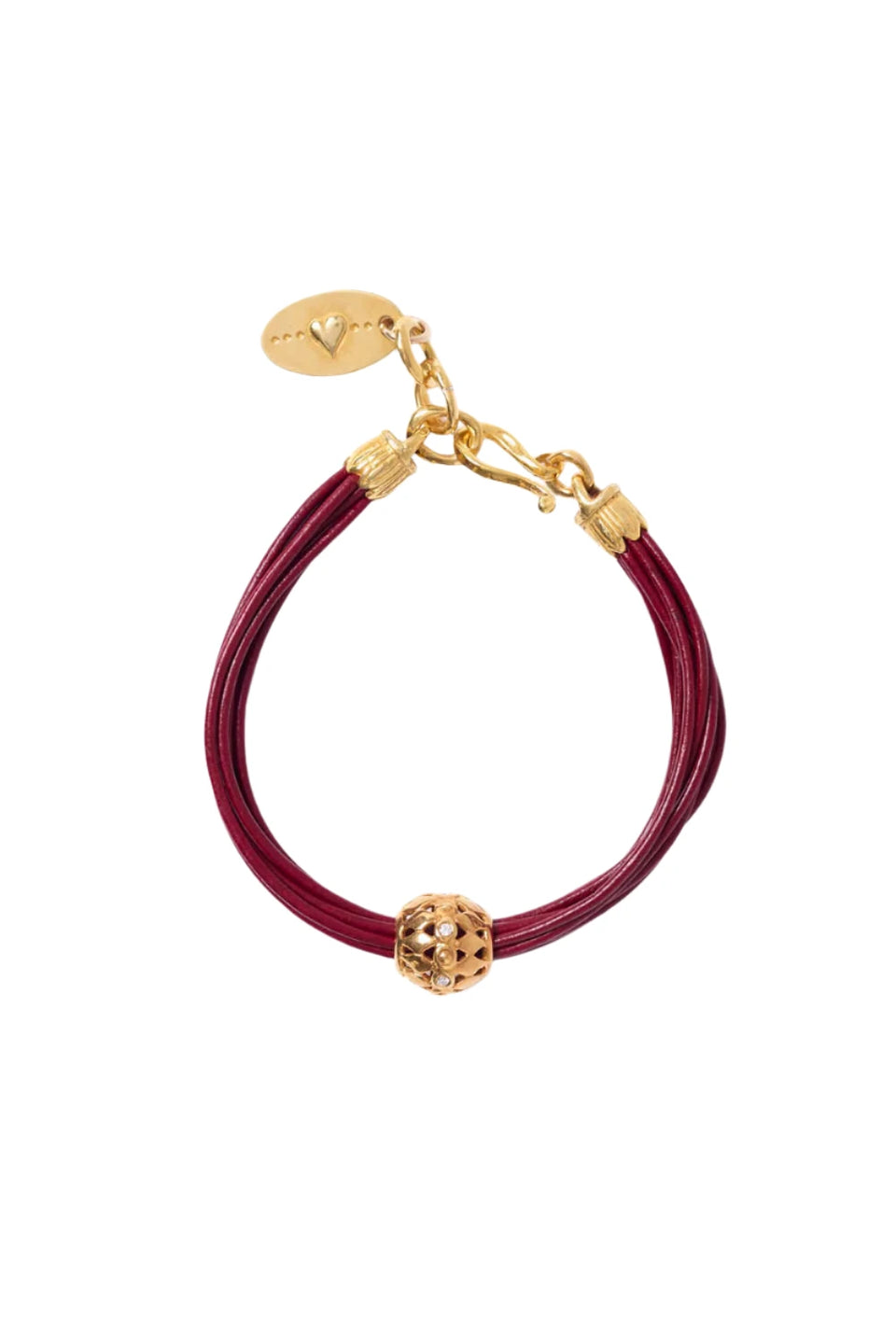 elaine turner James Leather Bracelet- Garnet