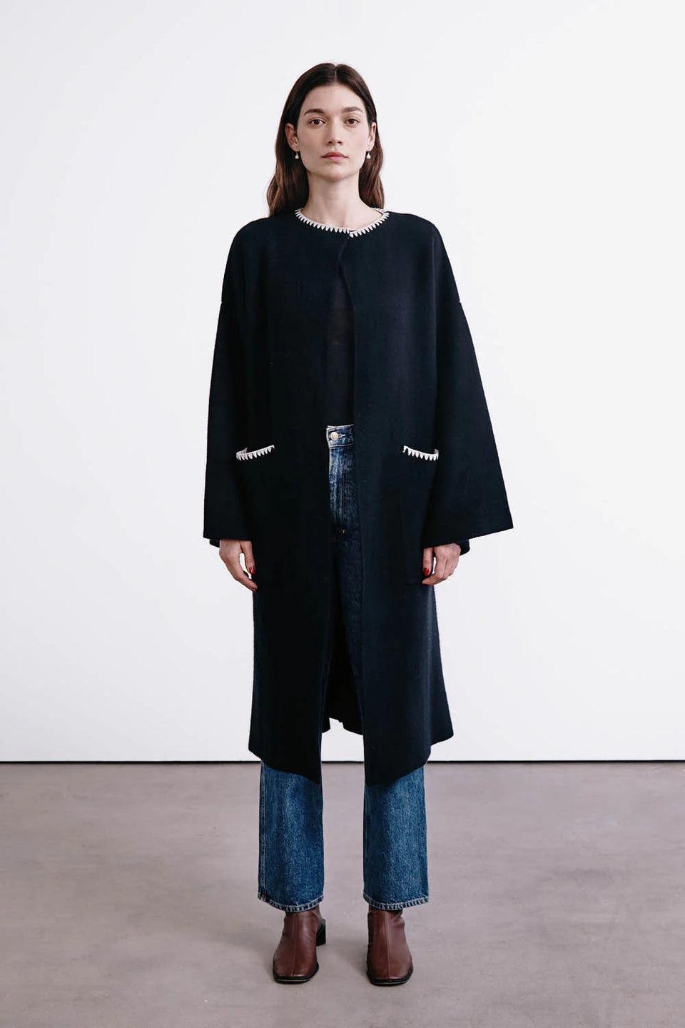 Elaine Turner Kerrington Black Wool Cashmere Coat