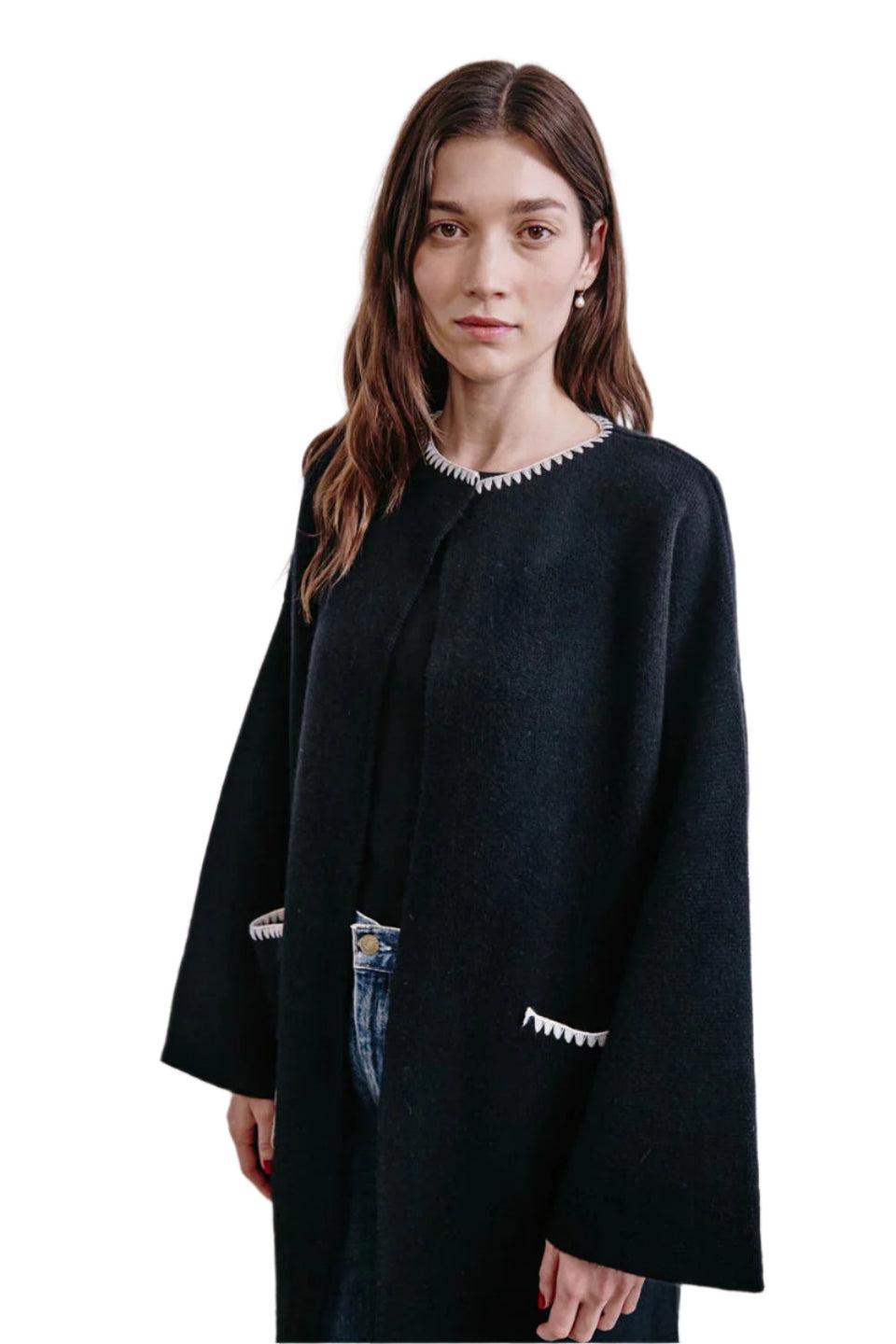 elaine turner Kerrington Black Wool Cashmere Coat