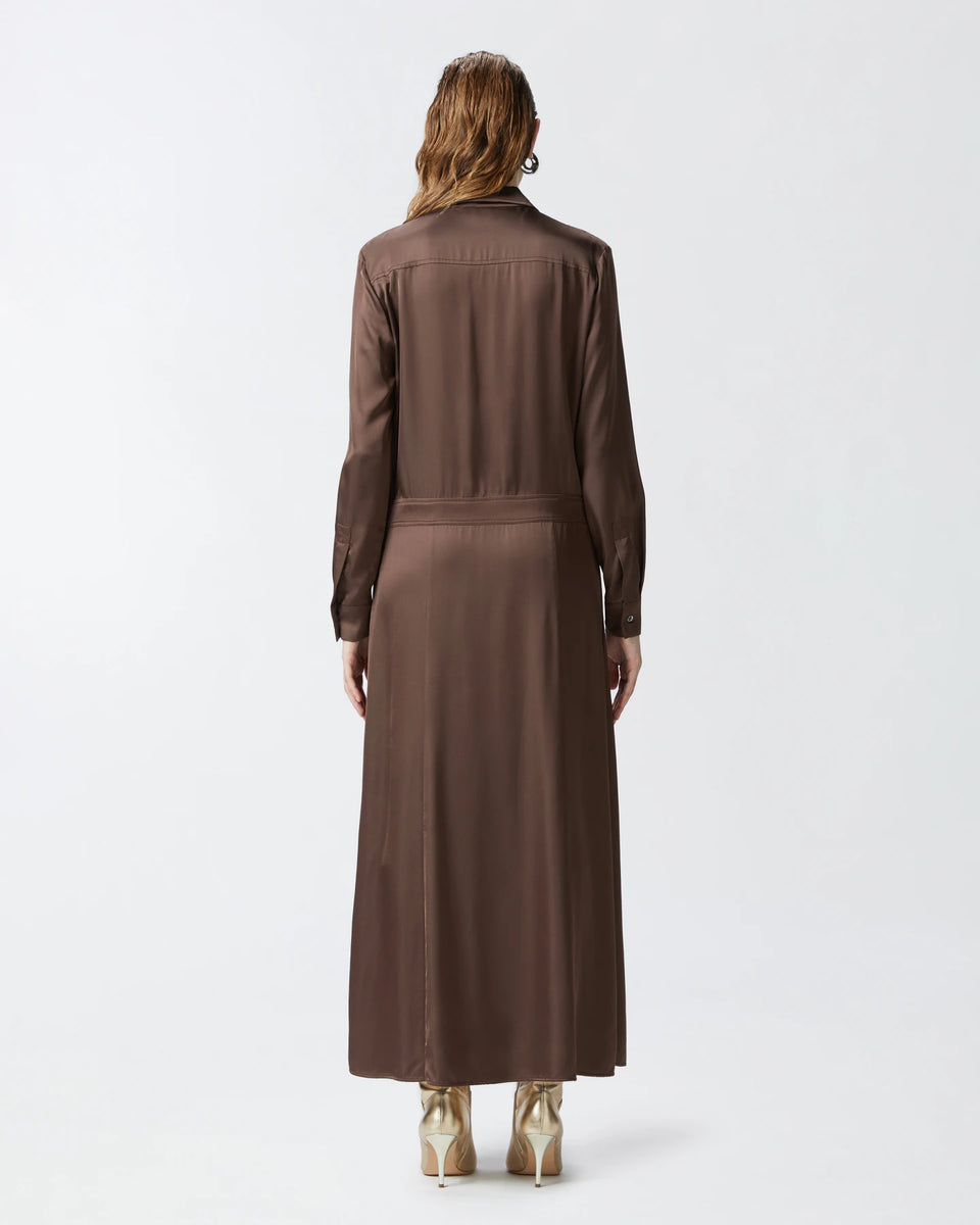 Elaine Turner Long Satin Shirt Dress