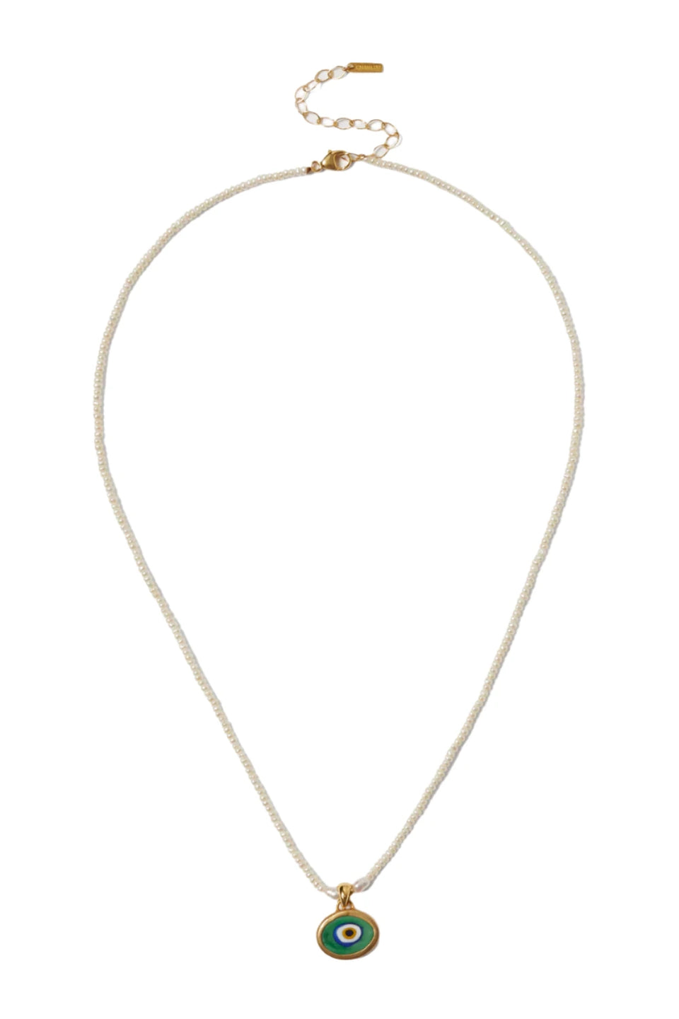 Elaine Turner Mya White Pearl Evil Eye Necklace