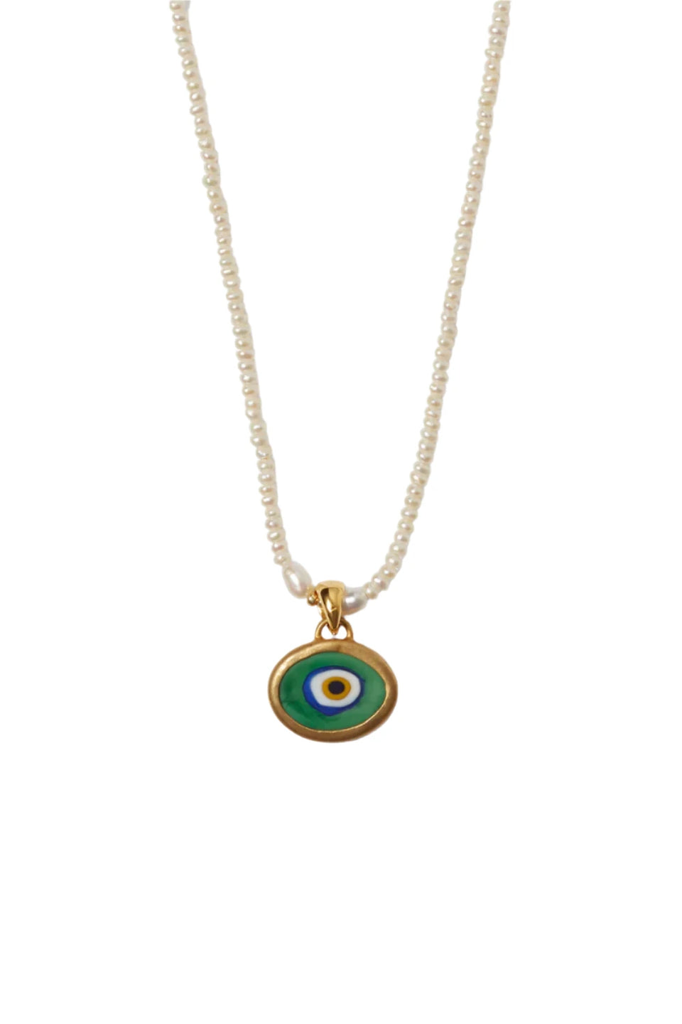 elaine turner Mya White Pearl Evil Eye Necklace