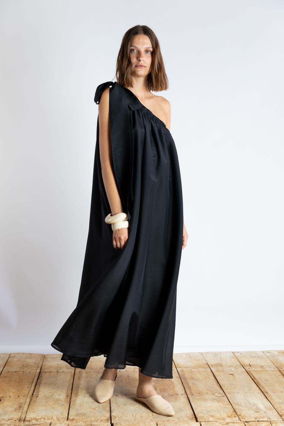 elaine turner One Shoulder Bow Dress