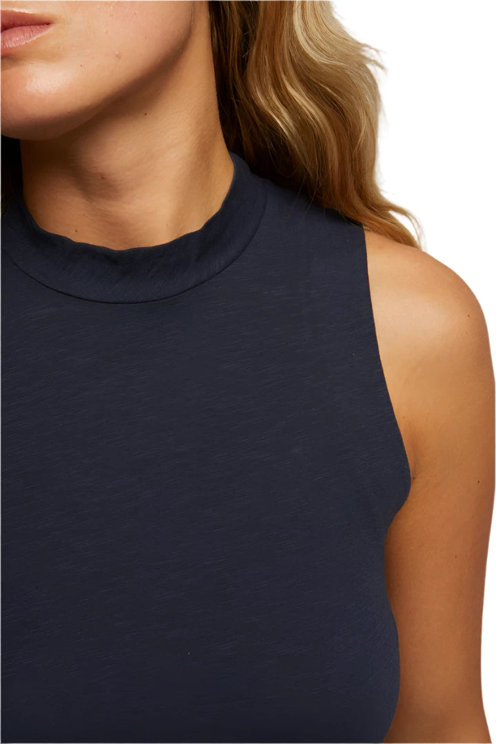 Elaine Turner Phoebe Jersey Mock Neck Tank- Navy