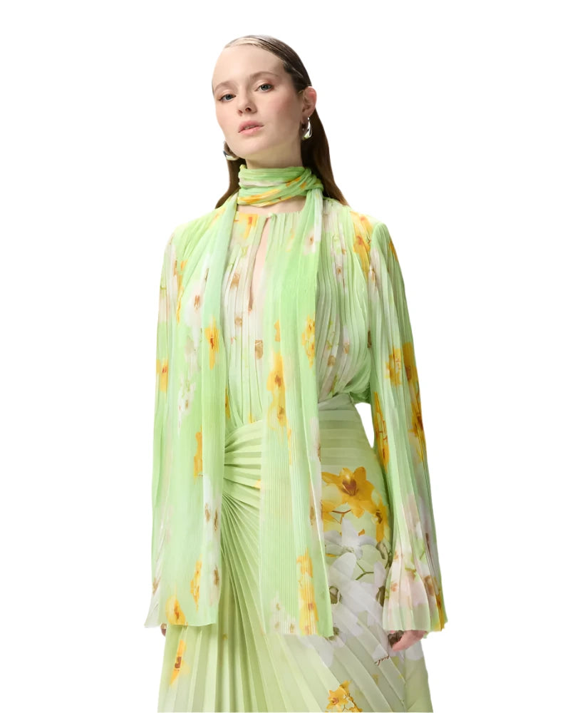Elaine Turner Pleated Floral Blouse