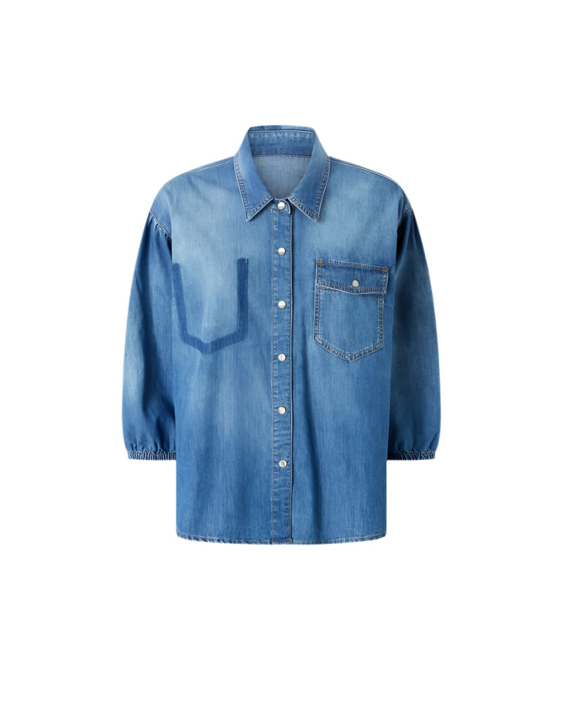 Elaine Turner Puff Sleeve Denim Shirt