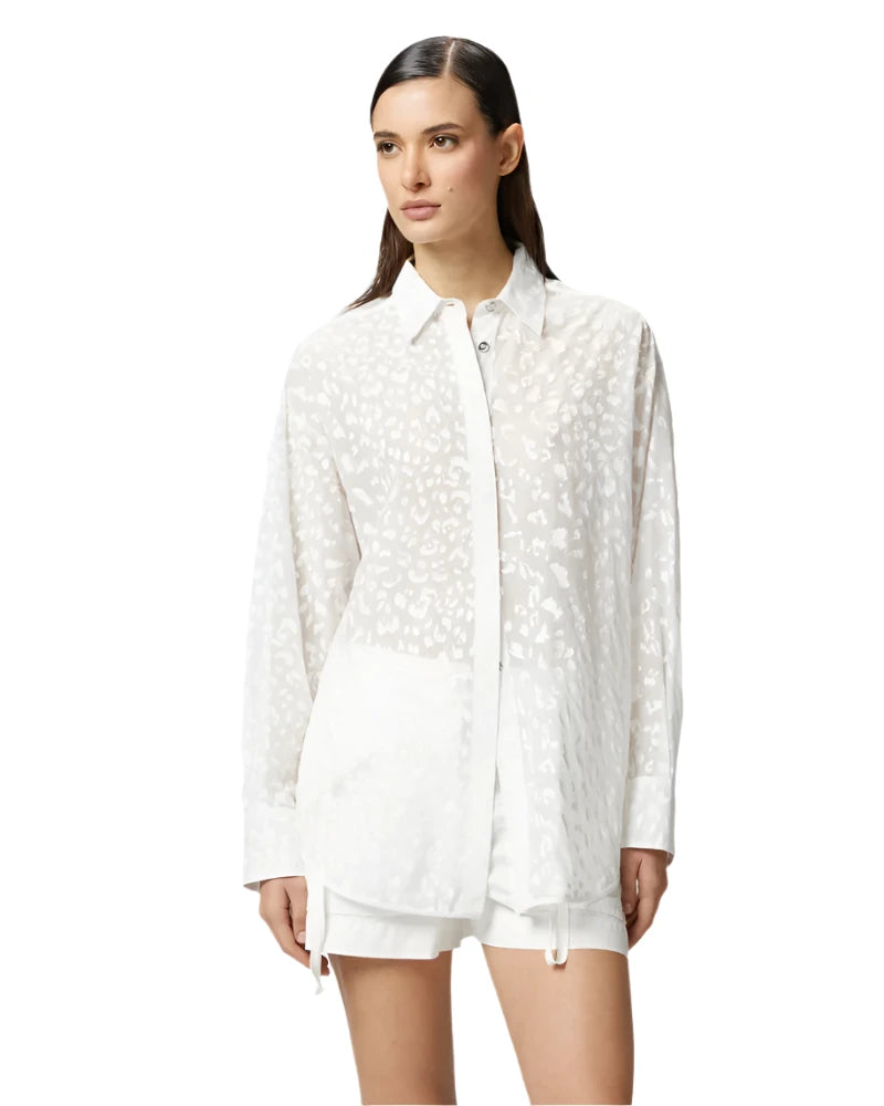 elaine turner Radiant White Cheetah Blouse