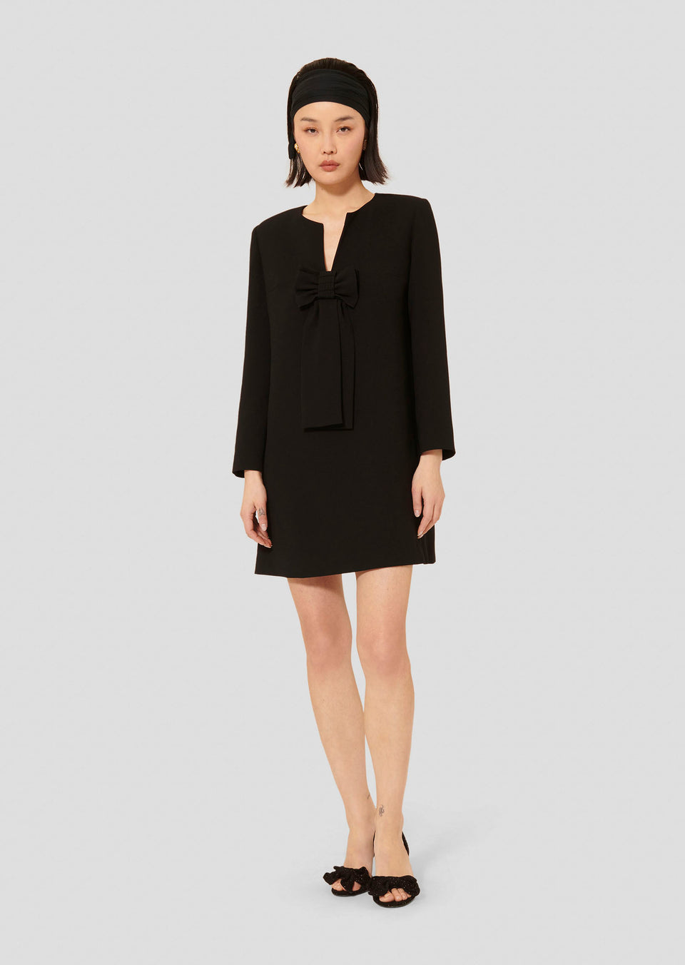 Elaine Turner Rhonda Black Crepe Bow Dress