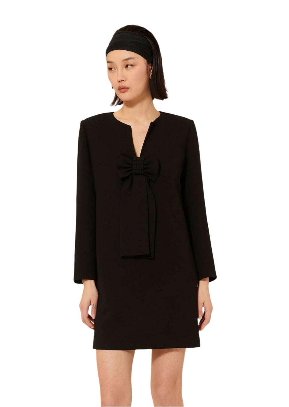elaine turner Rhonda Black Crepe Bow Dress