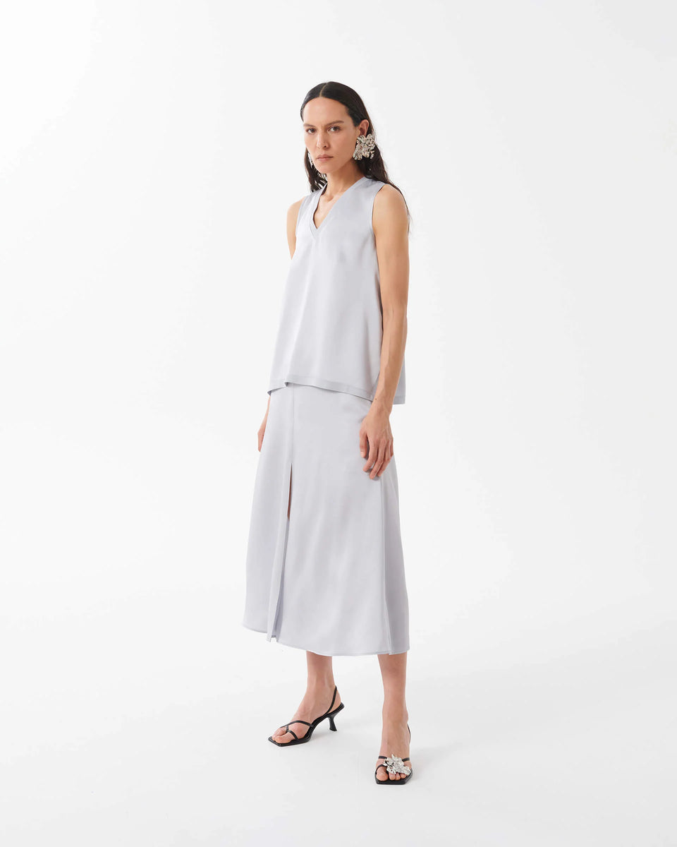 Elaine Turner Satin Flared Top