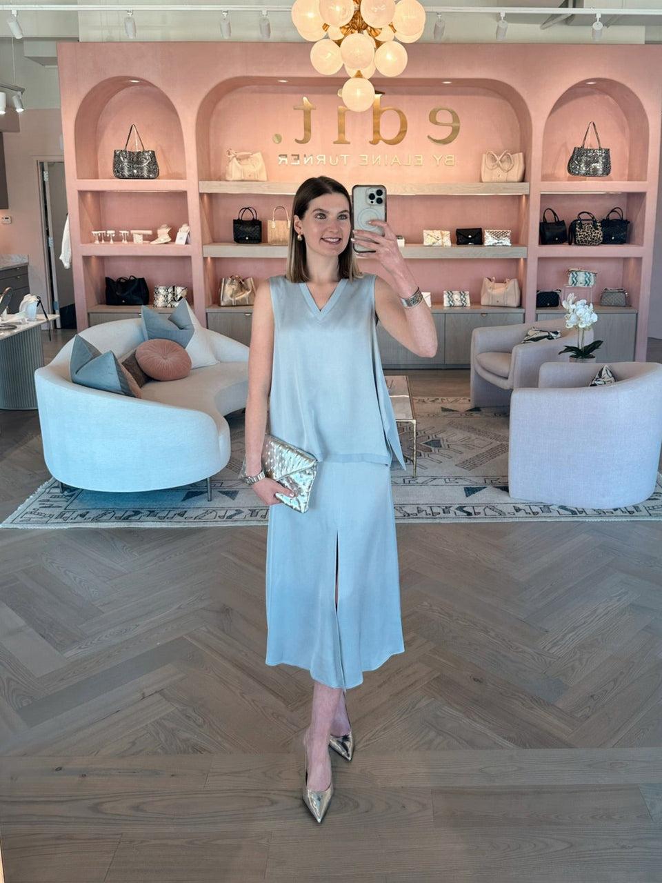 elaine turner Satin Flared Top