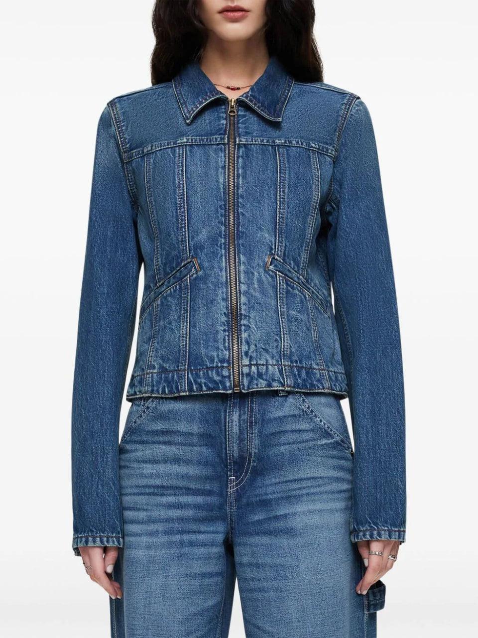 elaine turner Slim Zip Denim Jacket