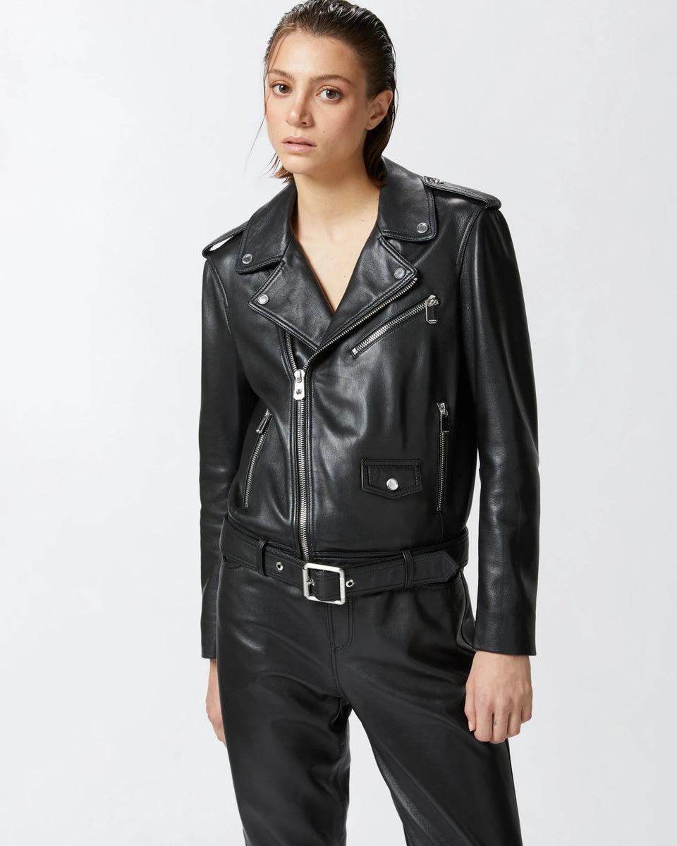 elaine turner Soft Napa Leather Biker Jacket