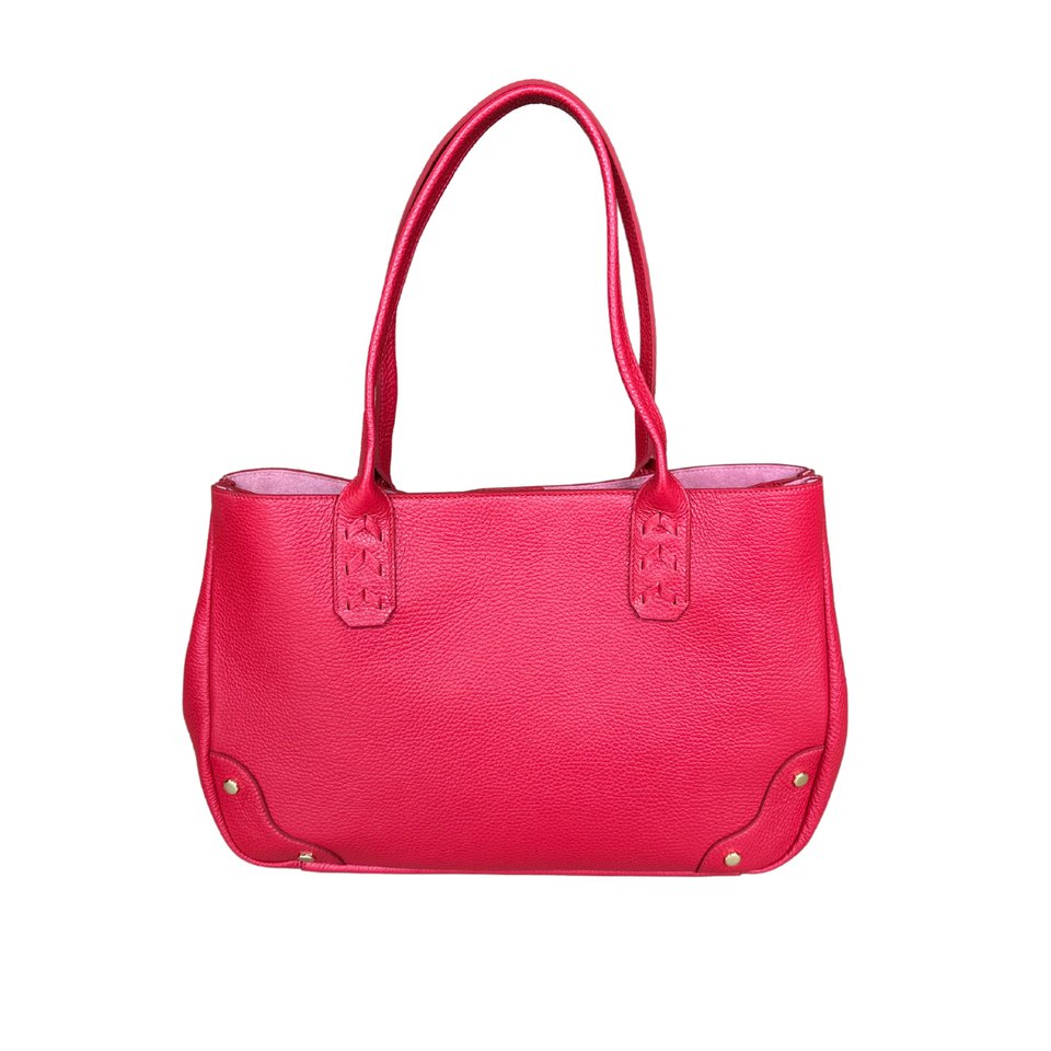 Elaine Turner Tammy Tote- Solid Red Pebble Leather