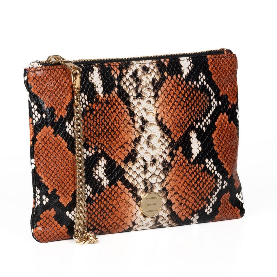 Elaine Turner The Gigi Zip Pouch - Orange Python