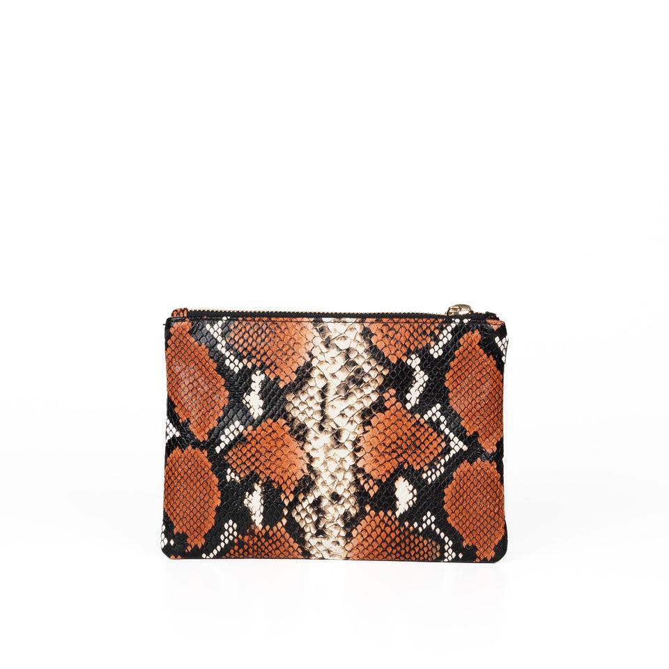 Elaine Turner The Gigi Zip Pouch - Orange Python