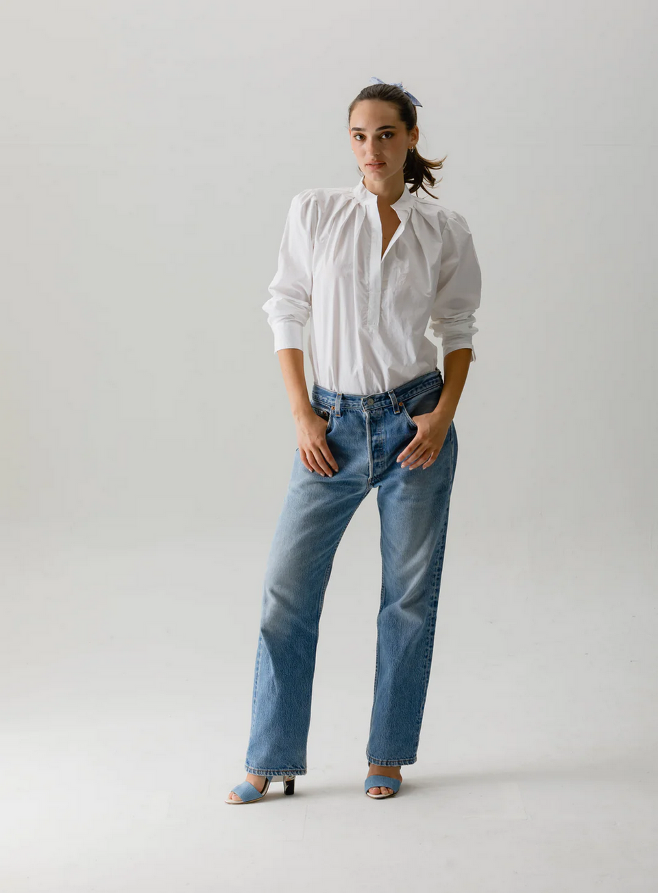 Elaine Turner The Puff Shirt- White