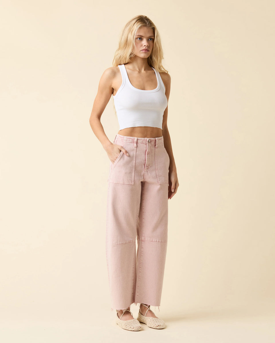 Elaine Turner Utility Soft Barrel Jeans- Dusty Pink