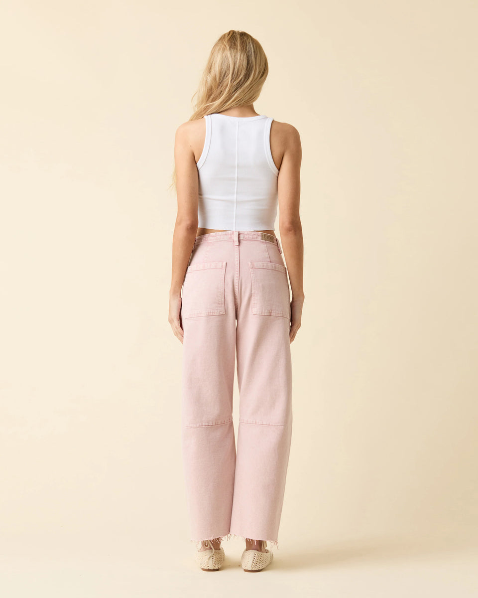 Elaine Turner Utility Soft Barrel Jeans- Dusty Pink
