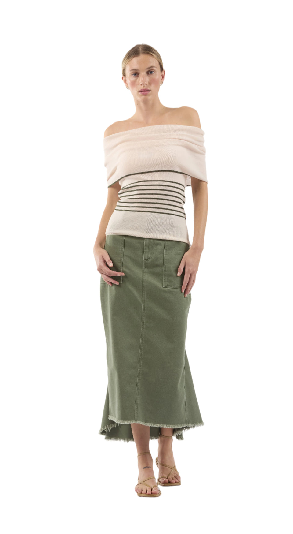 elaine turner Very Mindful Denim Midi Skirt