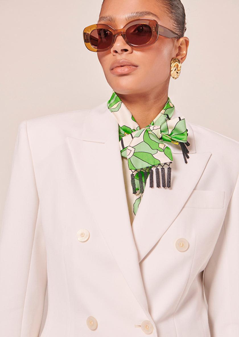 Elaine Turner Viola Off White Wool Blazer