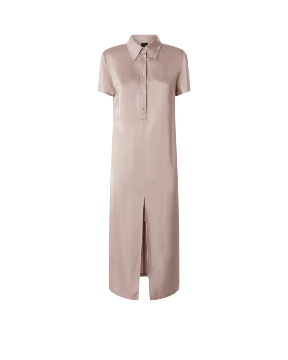 Elaine Turner Washed Satin Midi Polo Dress