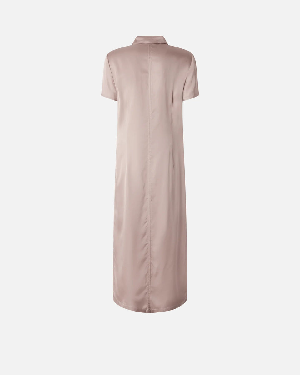 Elaine Turner Washed Satin Midi Polo Dress