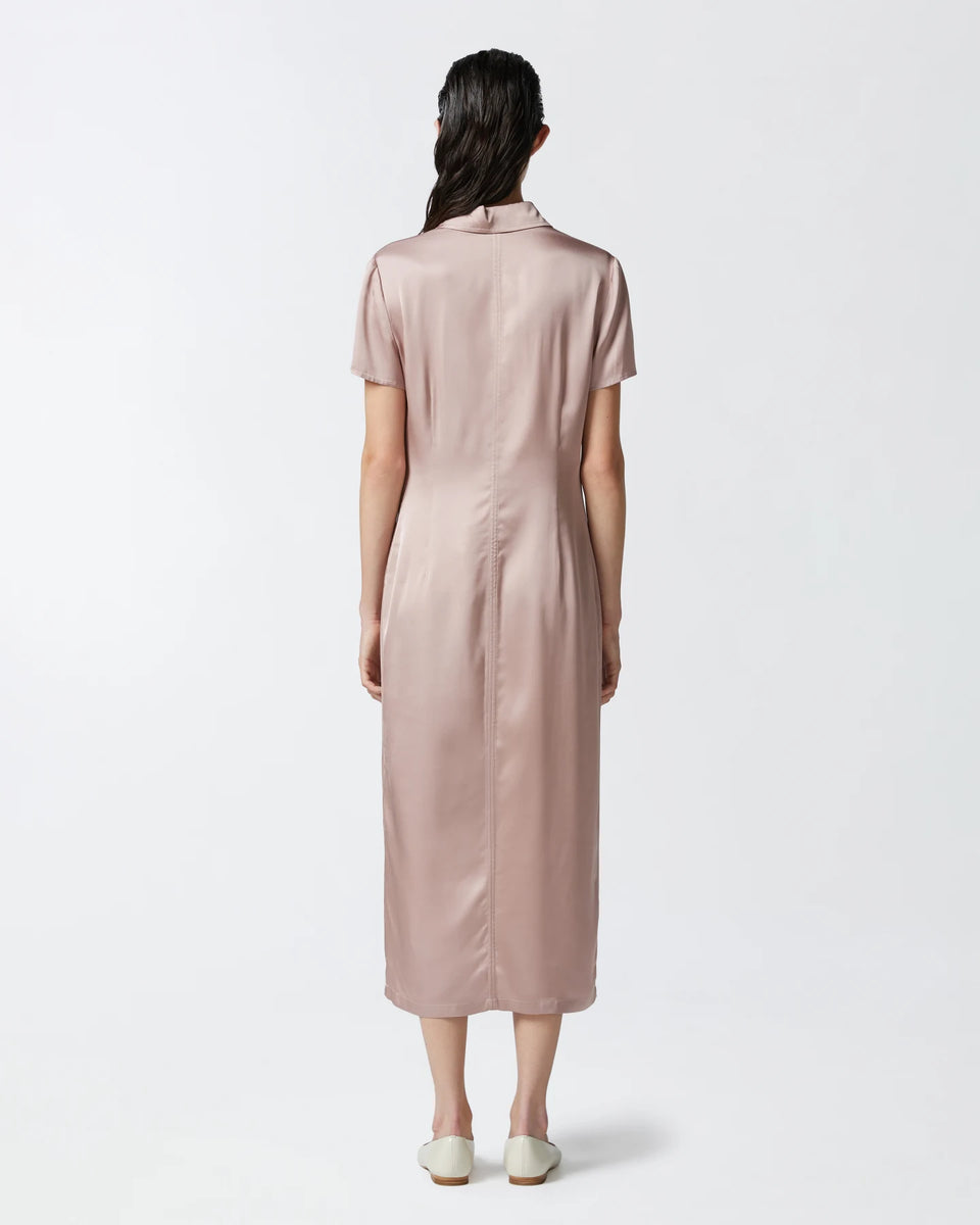 Elaine Turner Washed Satin Midi Polo Dress