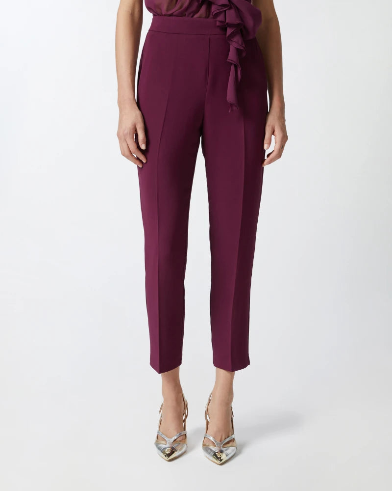 Elaine Turner Elegant Technical Fabric Trousers- Grape Vine