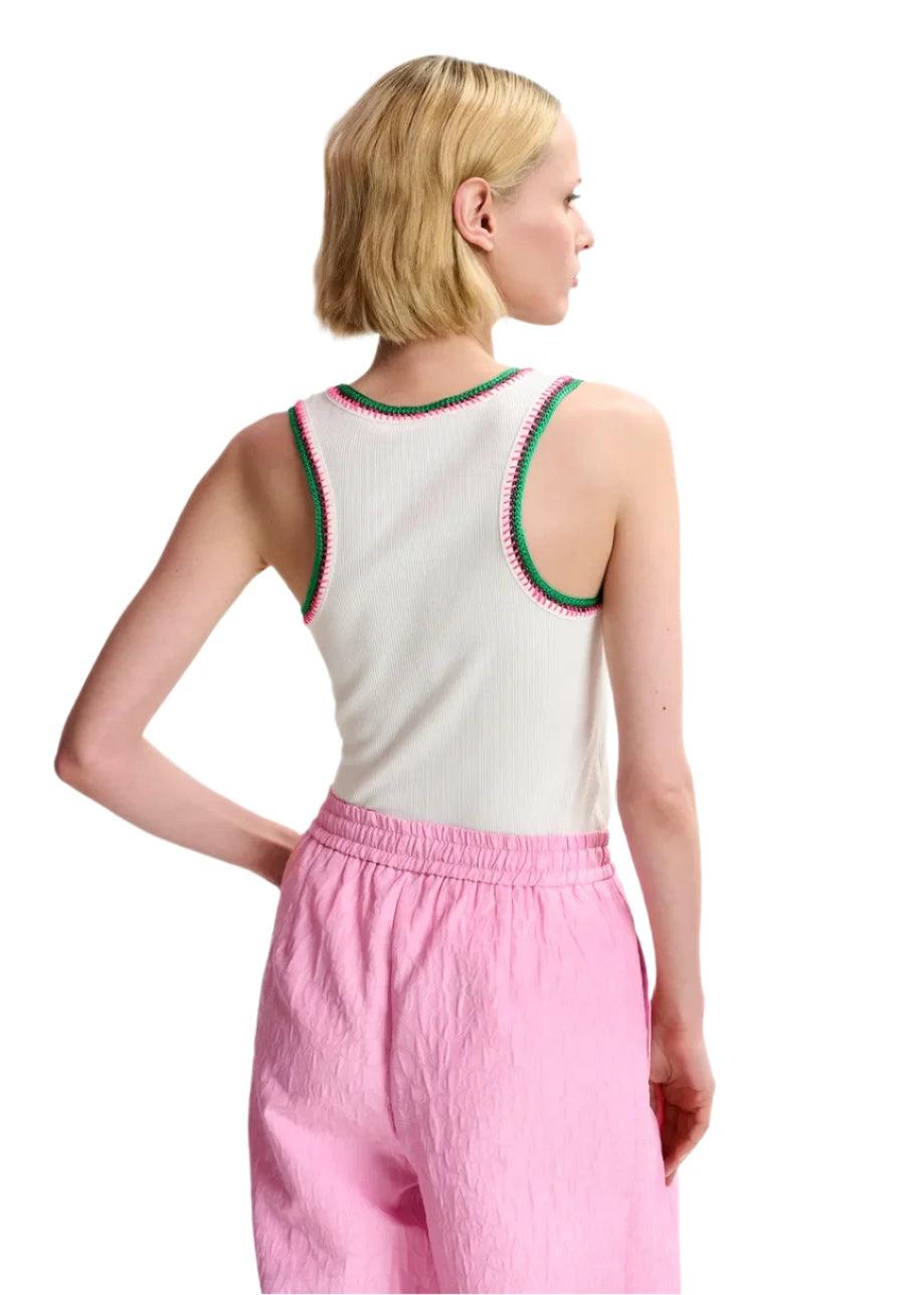 Elaine Turner Harcel Embroidered Jersey Top- Sour Cream