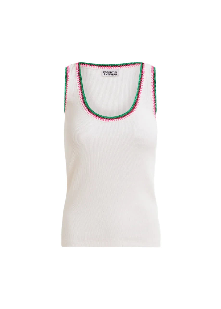 elaine turner Harcel Embroidered Jersey Top- Sour Cream
