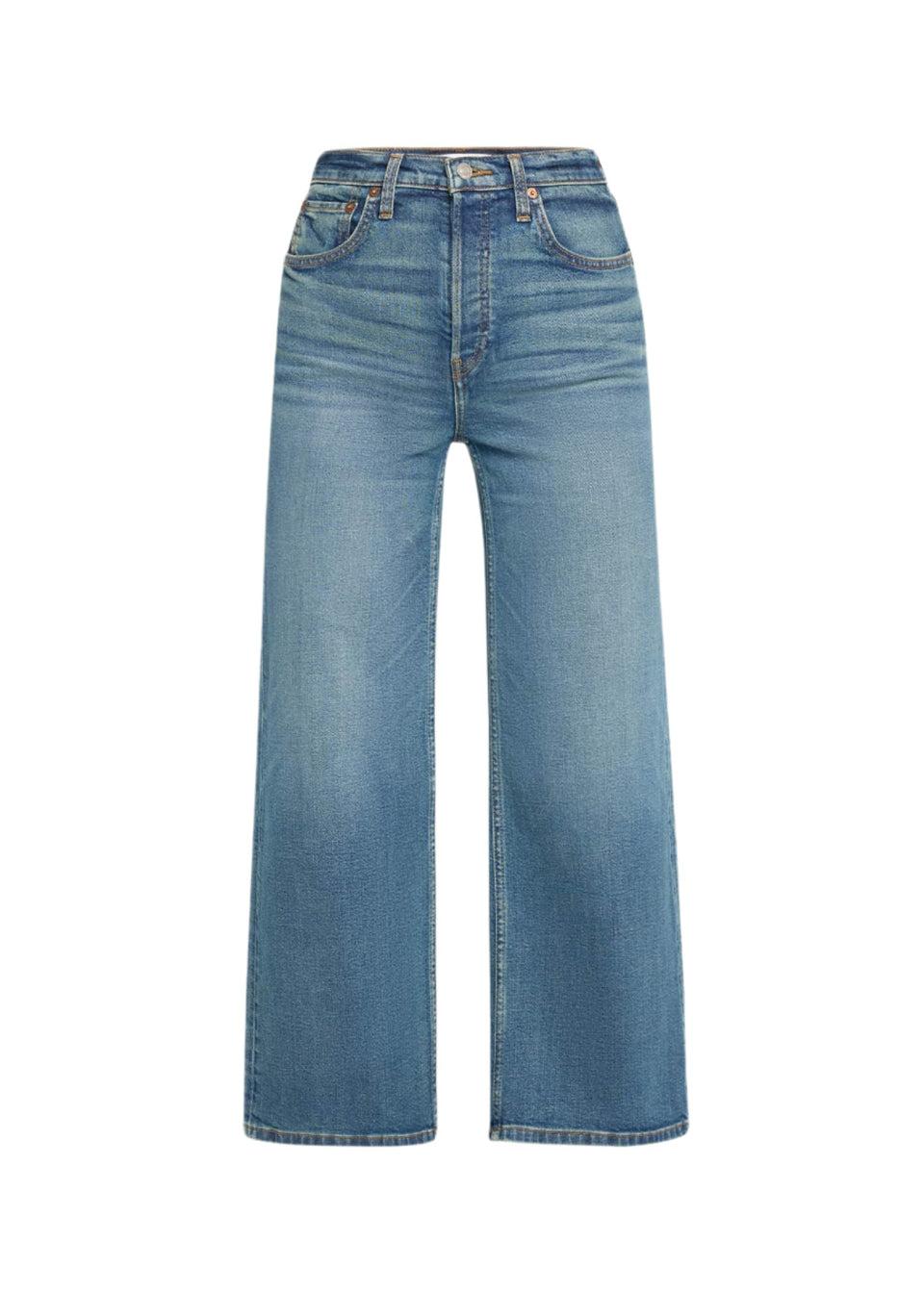 Elaine Turner High Rise Wide Leg Crop Jeans- Crafted Indigo