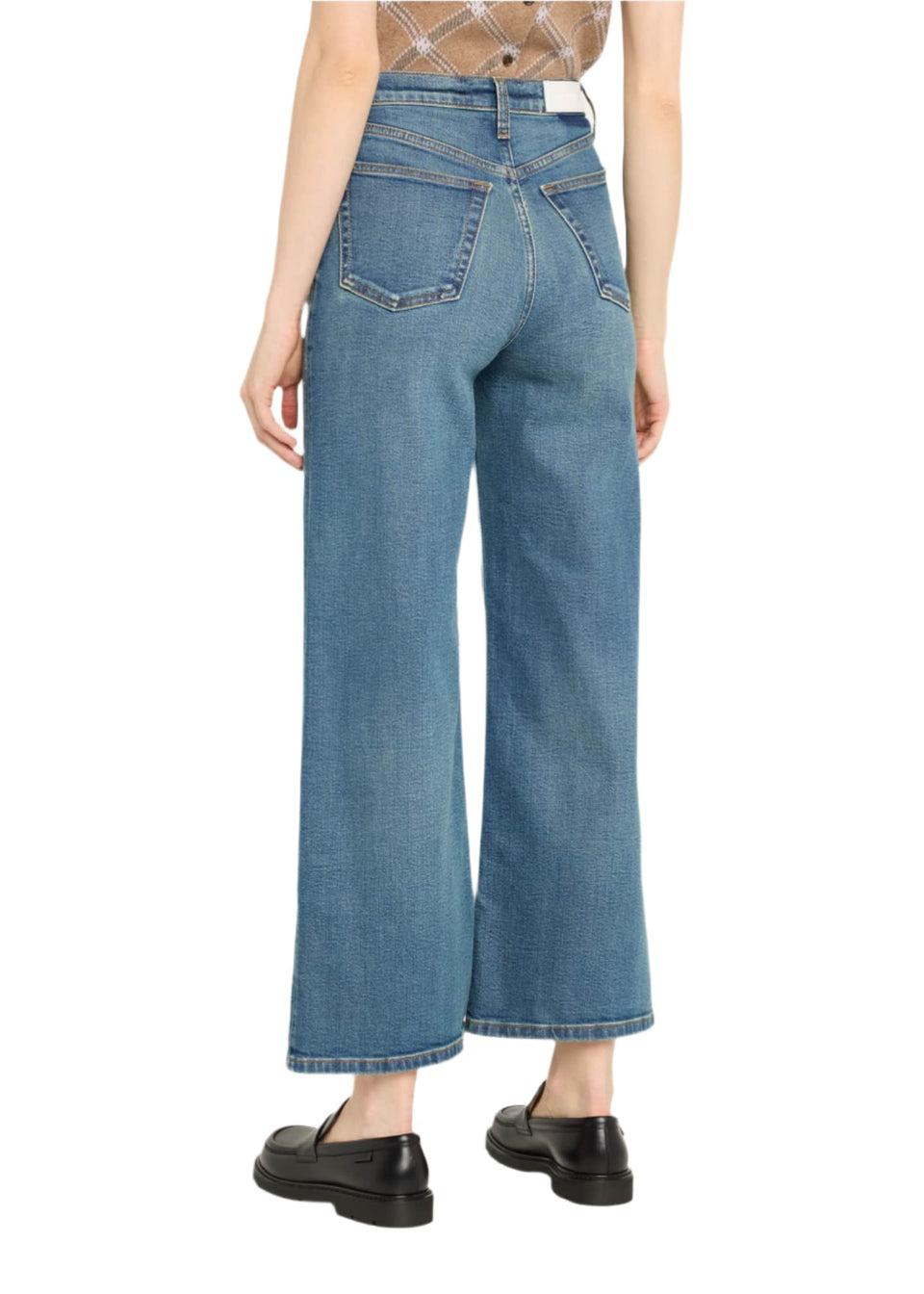 Elaine Turner High Rise Wide Leg Crop Jeans- Crafted Indigo