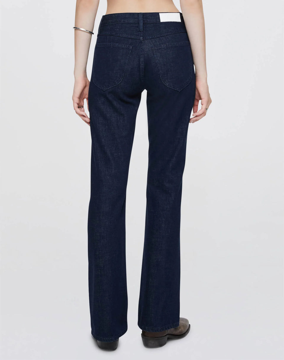 Elaine Turner Mid Rise Kick Flare Denim- Cross Hatch Rinse