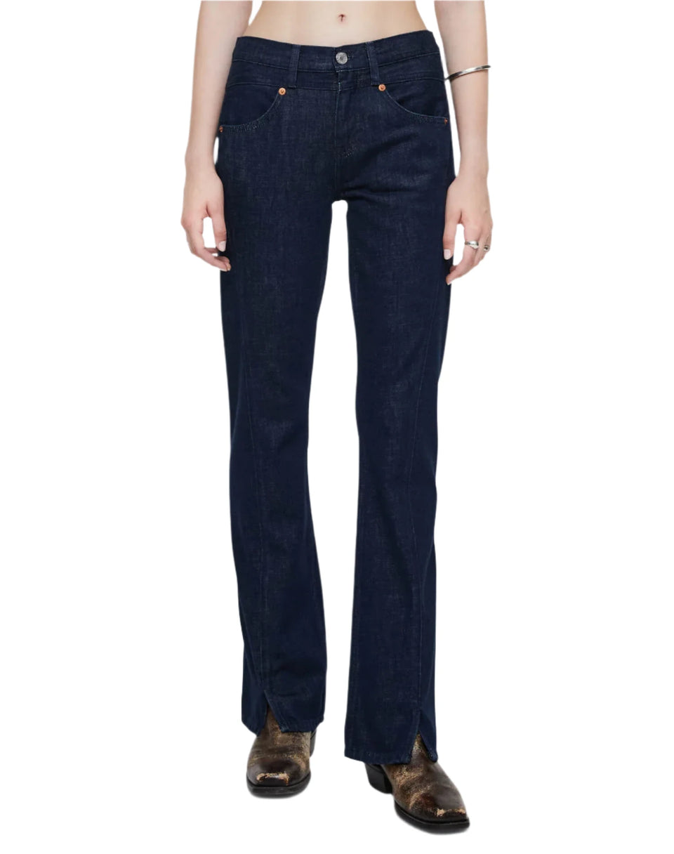 elaine turner Mid Rise Kick Flare Denim- Cross Hatch Rinse