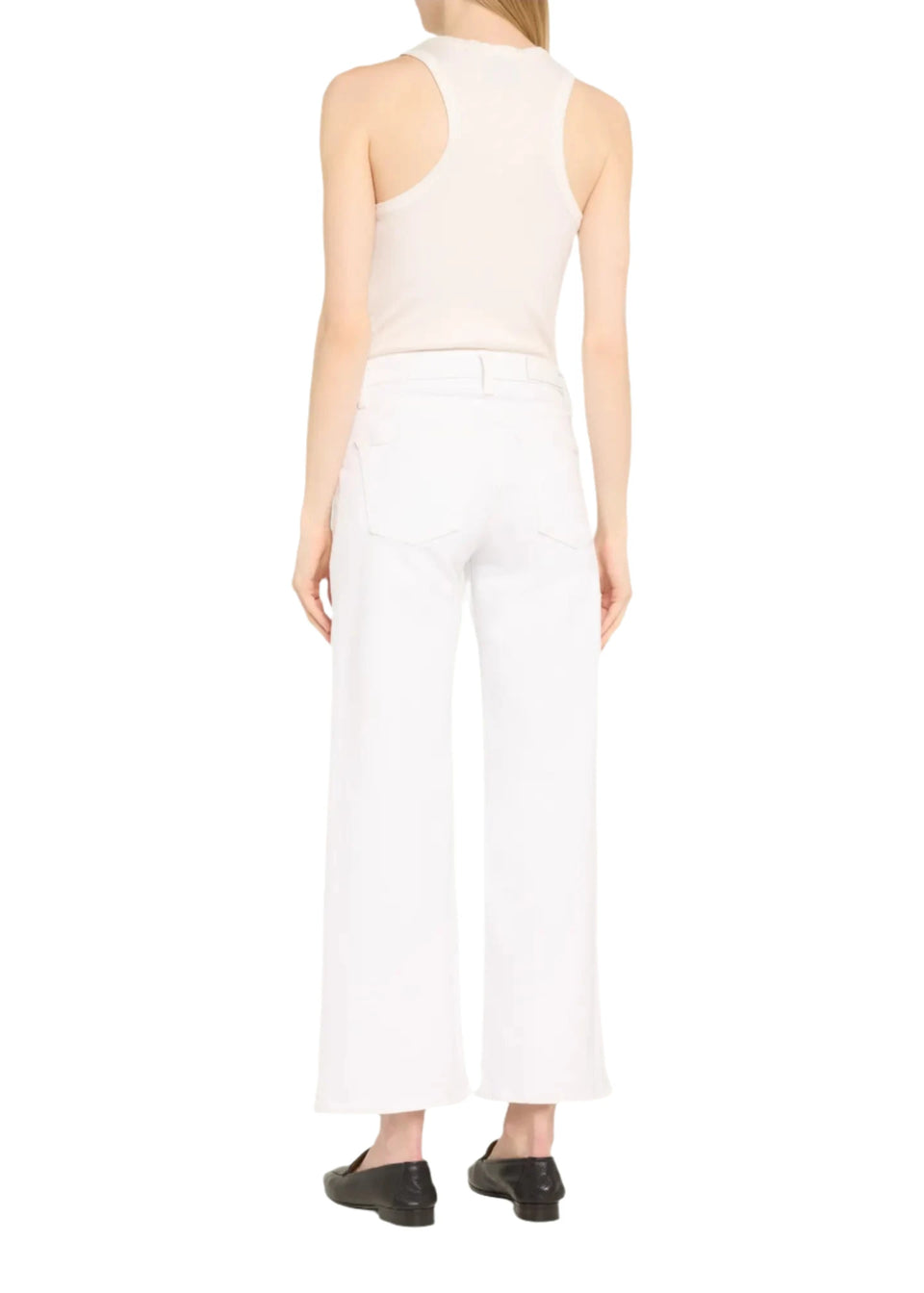 Elaine Turner Mid Rise Wide Leg Cropped Jeans- White