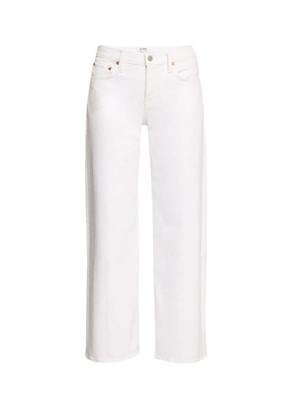 elaine turner Mid Rise Wide Leg Cropped Jeans- White